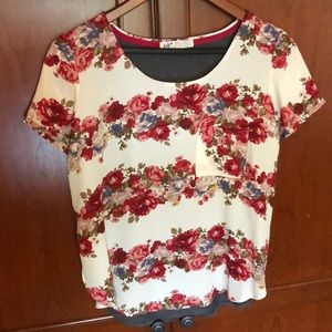 Jolt Floral Front Solid Gray Back shortsleeved